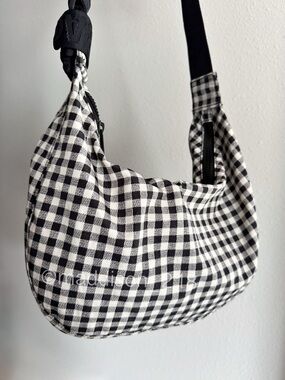 Baggu Med Crescent Black and White Gingham